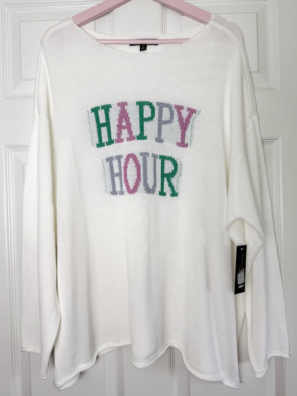 NWT Adrienne Vittadini White Summer Happy Hour Sweater Size 2X